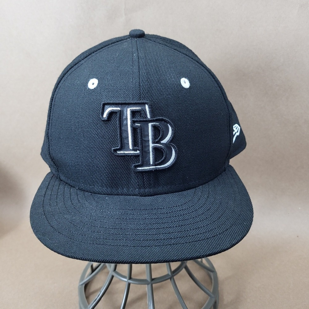 TAMPA BAY RAYS New Era 59fifty Black Hat Embroidered TB Size 7 5/8